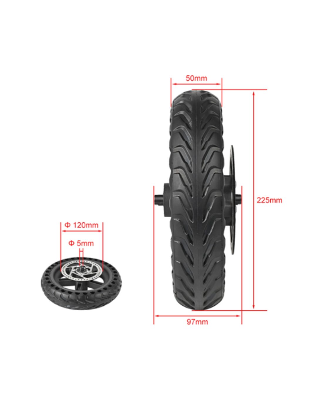 Zadnja puna/tvrda guma set za Xiaomi M365 PRO 120mm (guma+felga+disk)