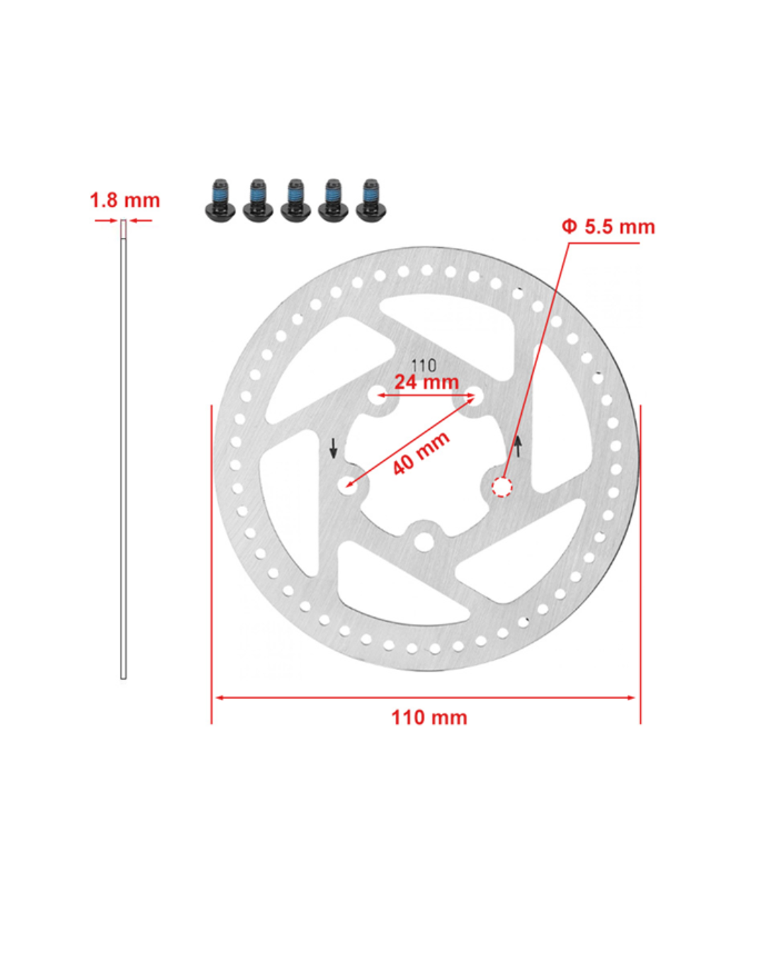 Disk 110mm 5 rupa za Xiaomi M365 električni romobil