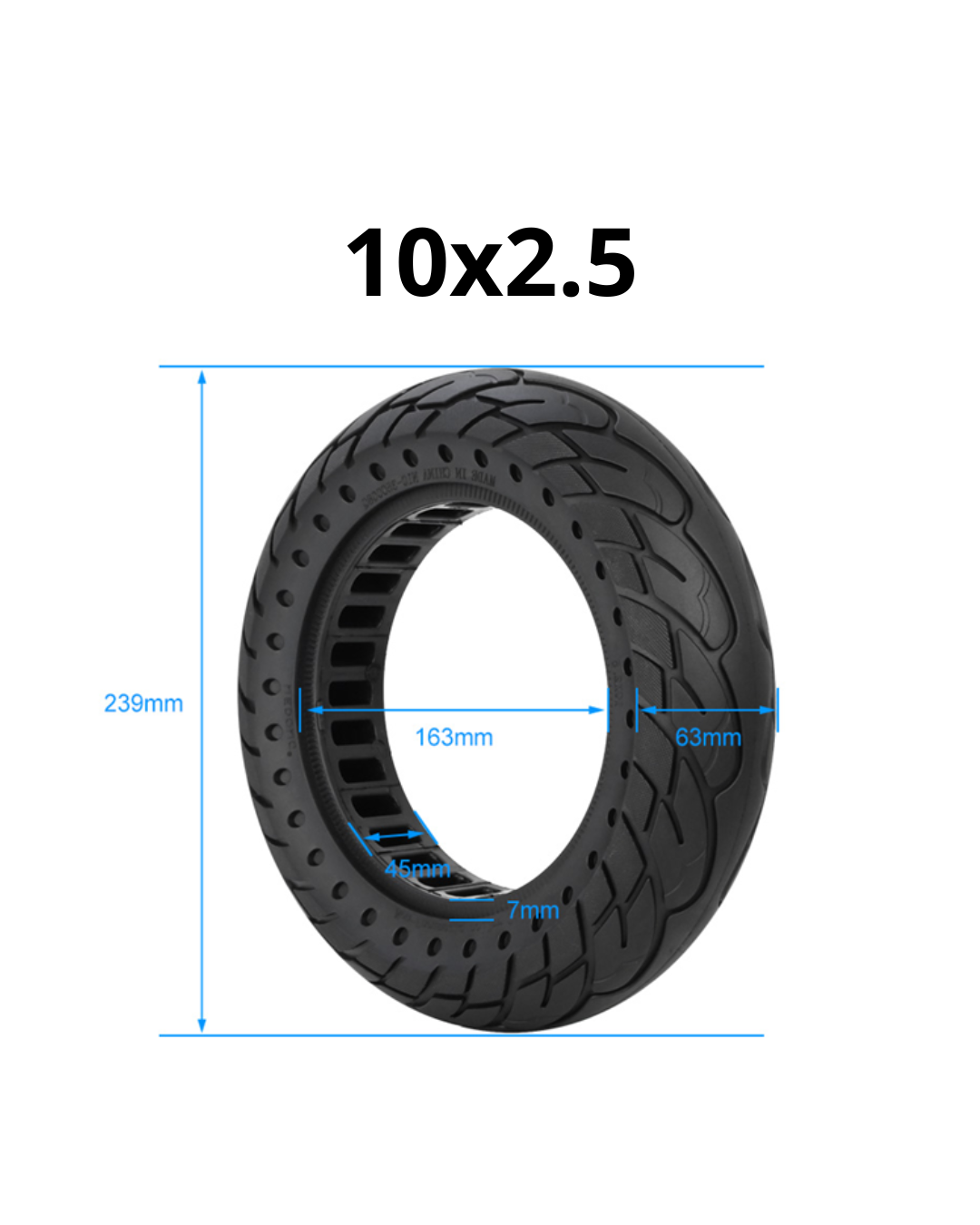 Puna / tvrda guma 10x2.5, 60/70-6.5 za Segway Ninebot G30 MAX