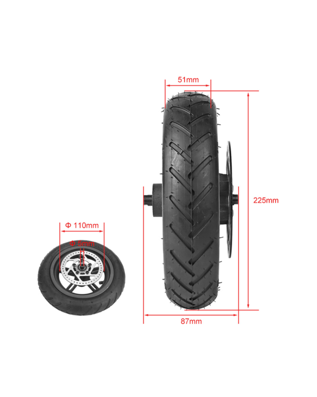 Zadnja zračna guma set za Xiaomi M365 110mm (guma+felga+disk)