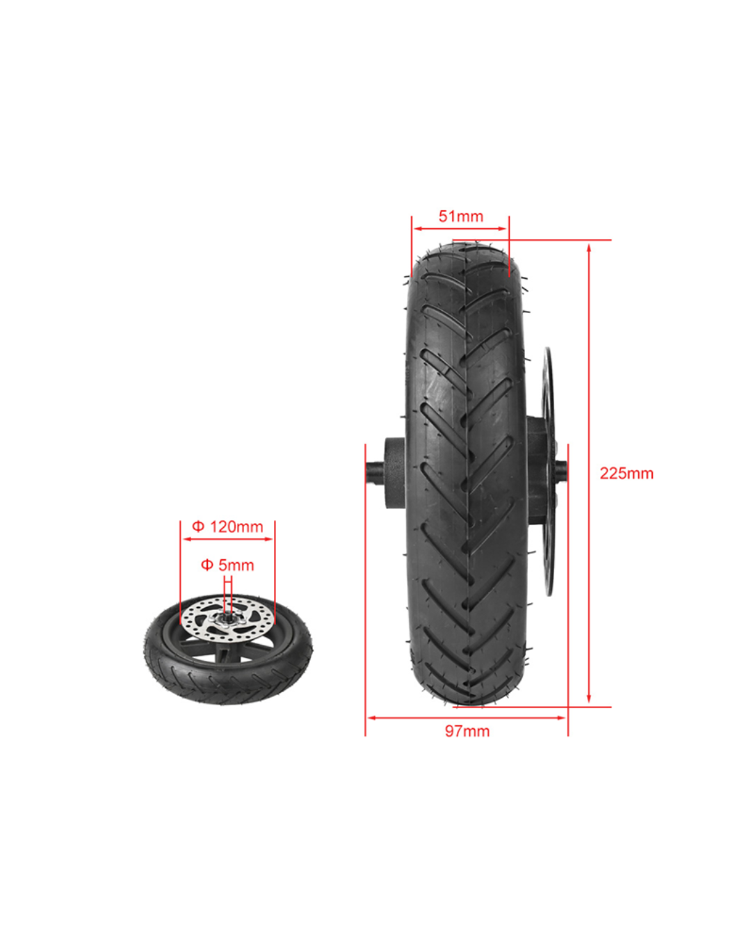 Zadnja zračna guma set za Xiaomi M365 PRO 120mm (guma+felga+disk)