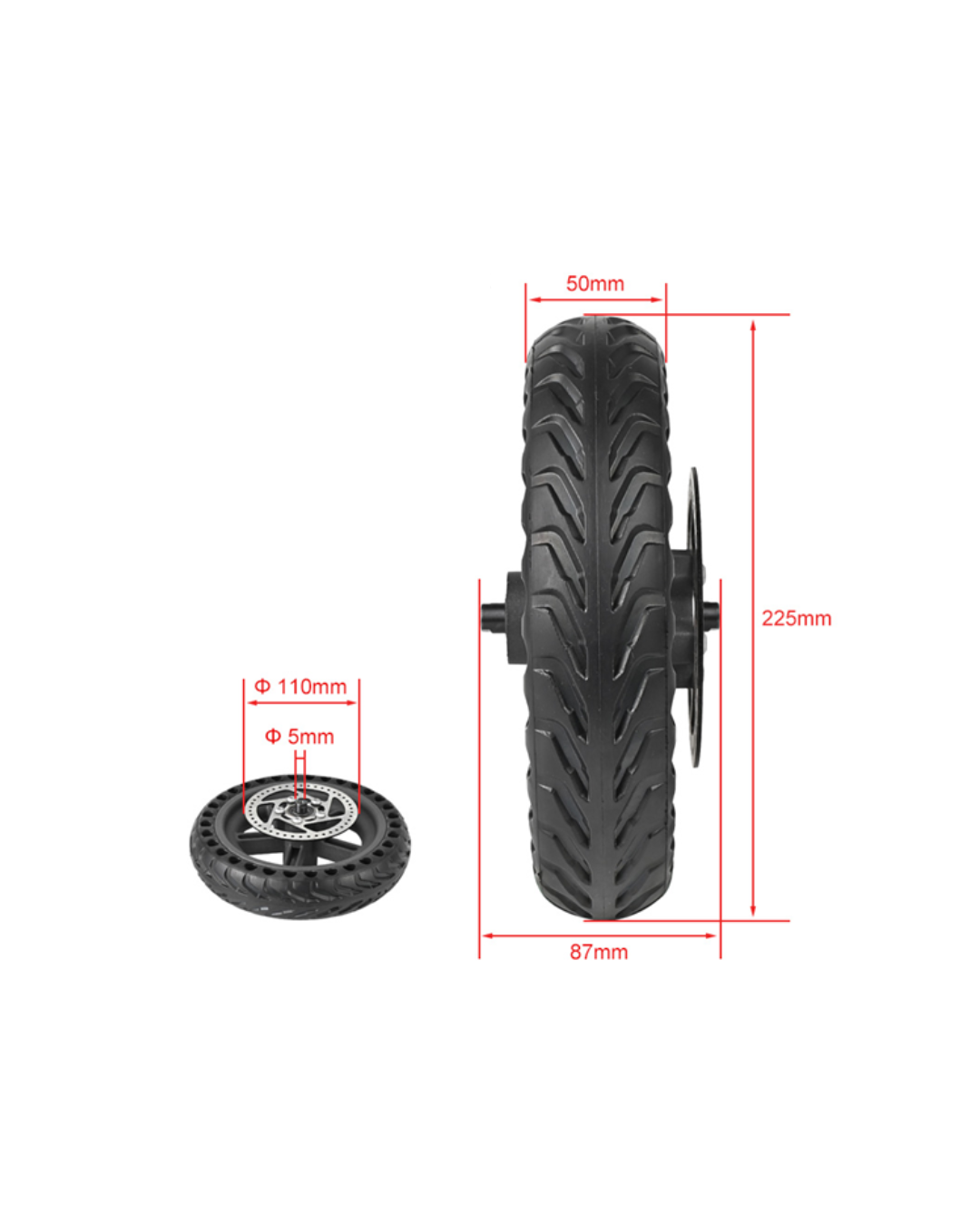 Zadnja puna/tvrda guma set za Xiaomi M365 110mm (guma+felga+disk)